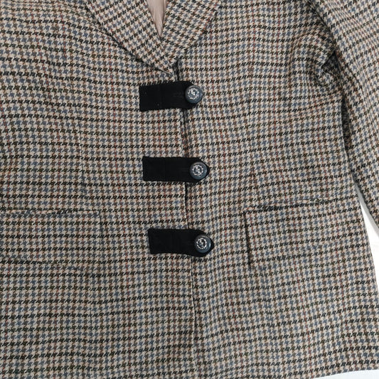 Women’s Blazer - Brown & Grey Checkered (S)