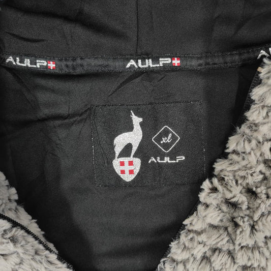 AULP Women's Hooded Fleece Jacket - Black & White (L)