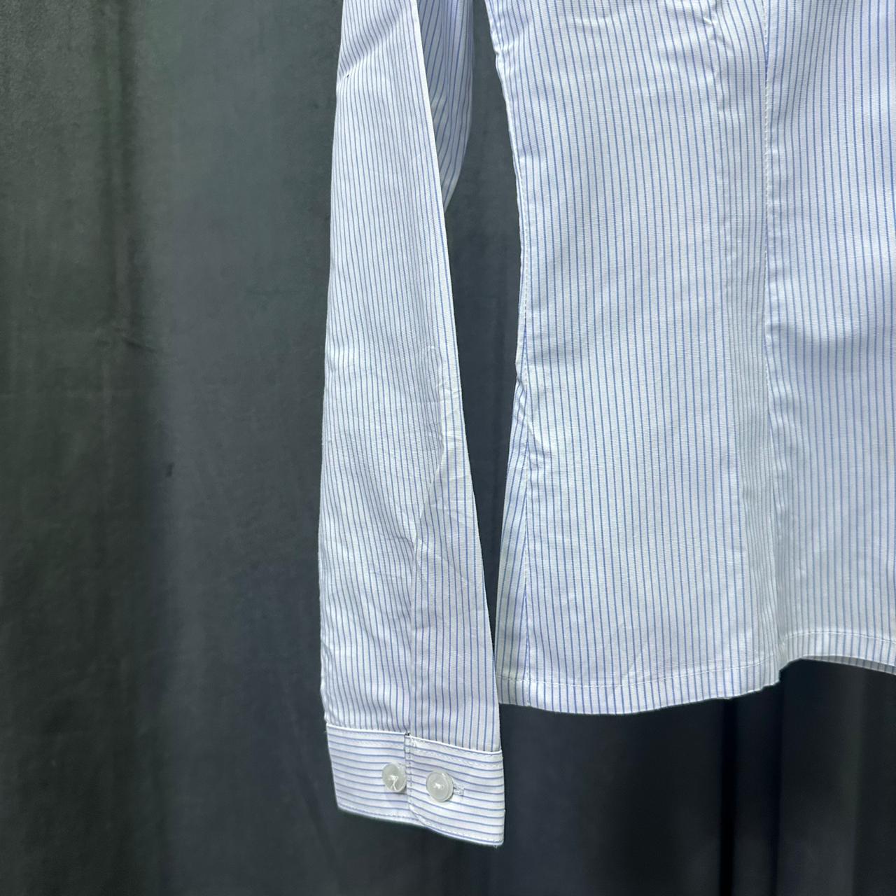 Women’s Korean Shirt - Blue Striped (2XS)