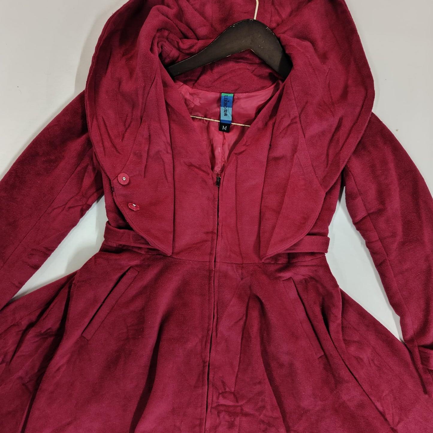 Women’s Hooded Overcoat - Reddish Pink (2XS)