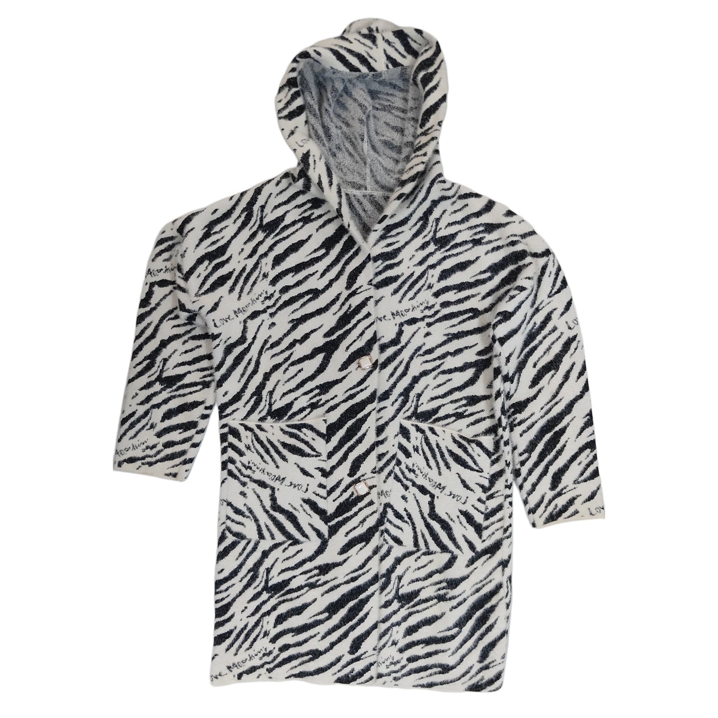 Women's Hooded Long Coat - Zebra (XL)