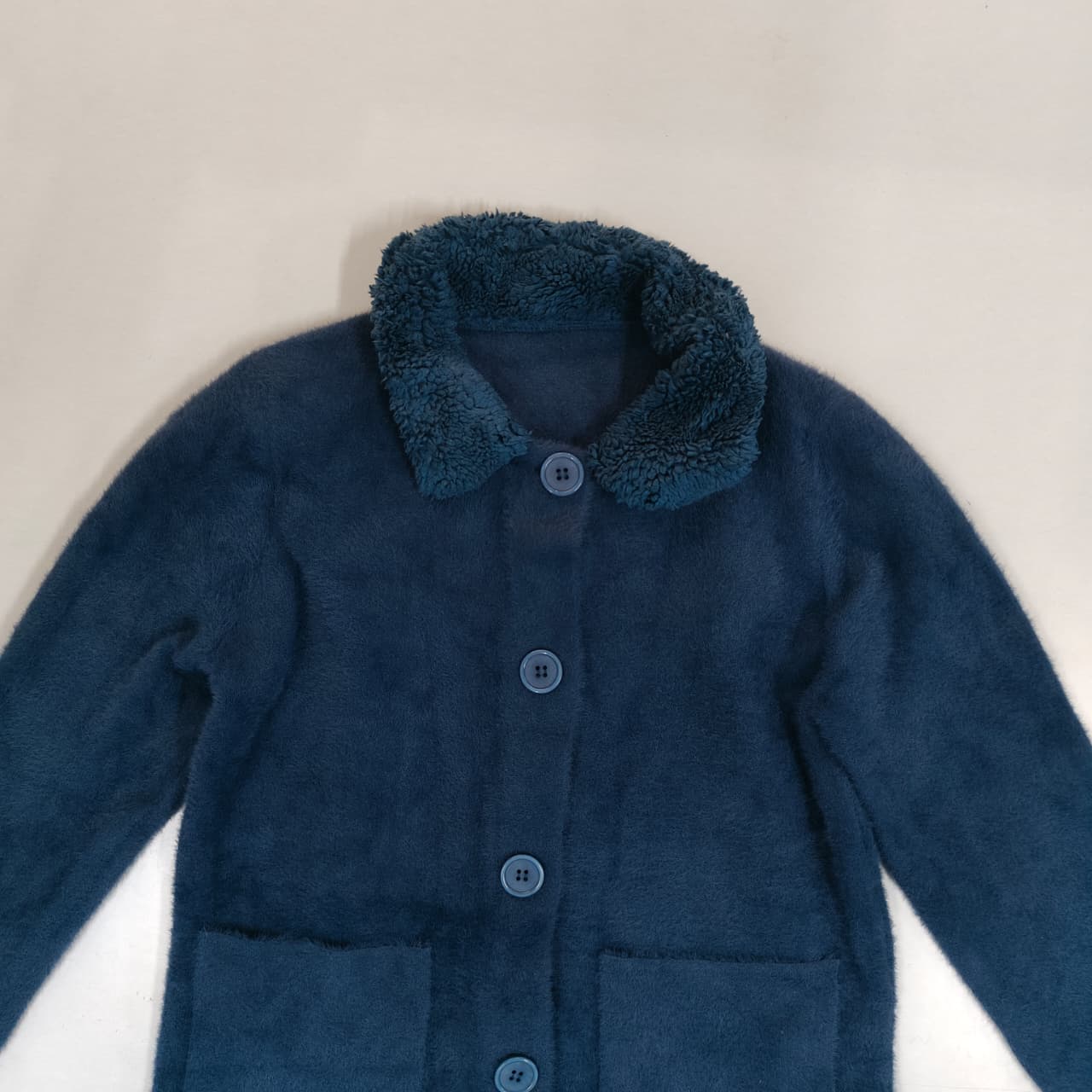 Women's Overcoat - Navy Blue (L)