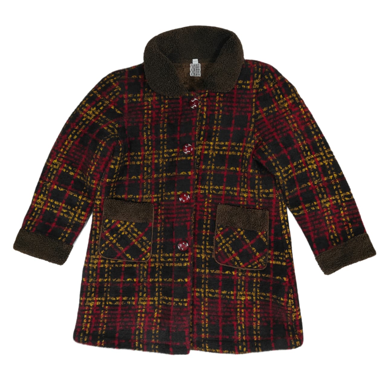 Women's Sweater - Red & Brown Checkered (M)