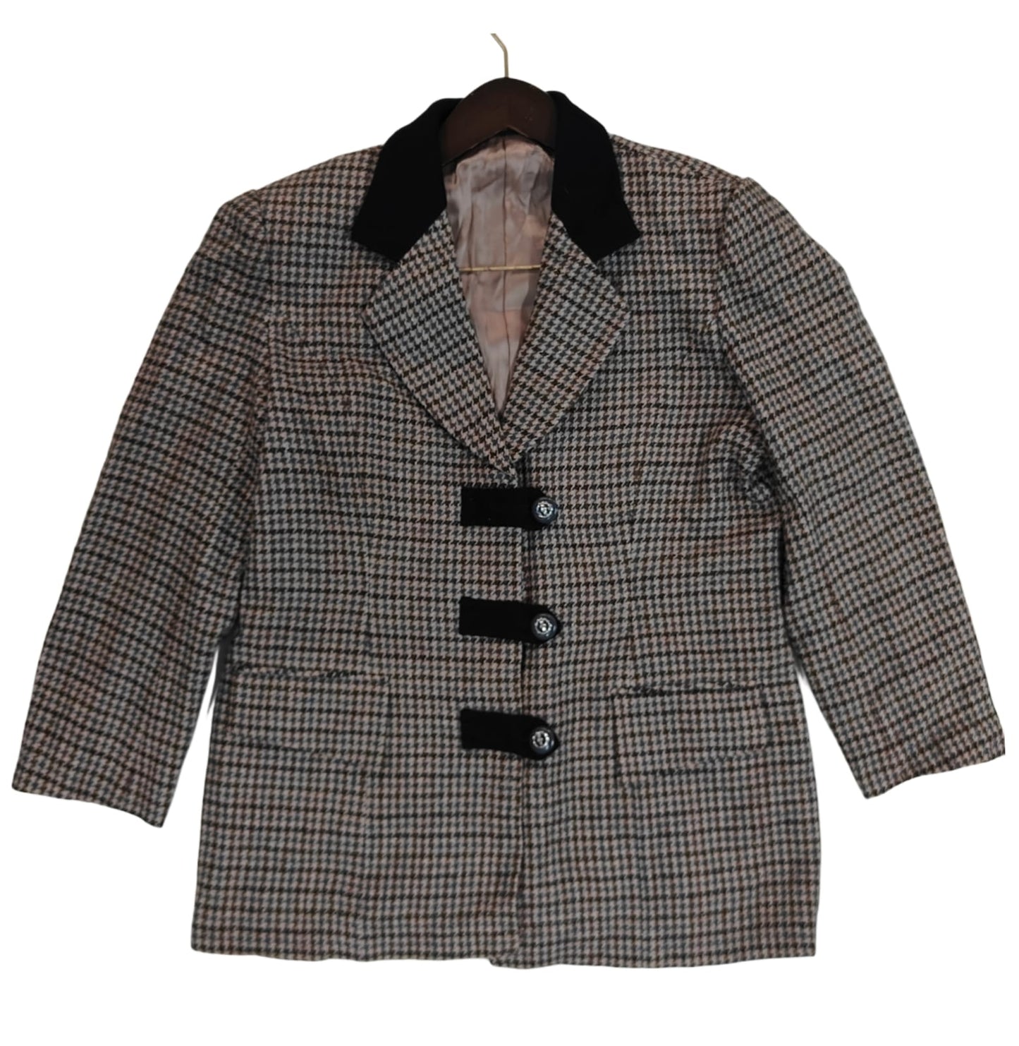 Women’s Blazer - Brown & Grey Checkered (S)