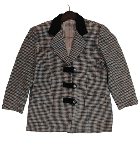 Women’s Blazer - Brown & Grey Checkered (S)