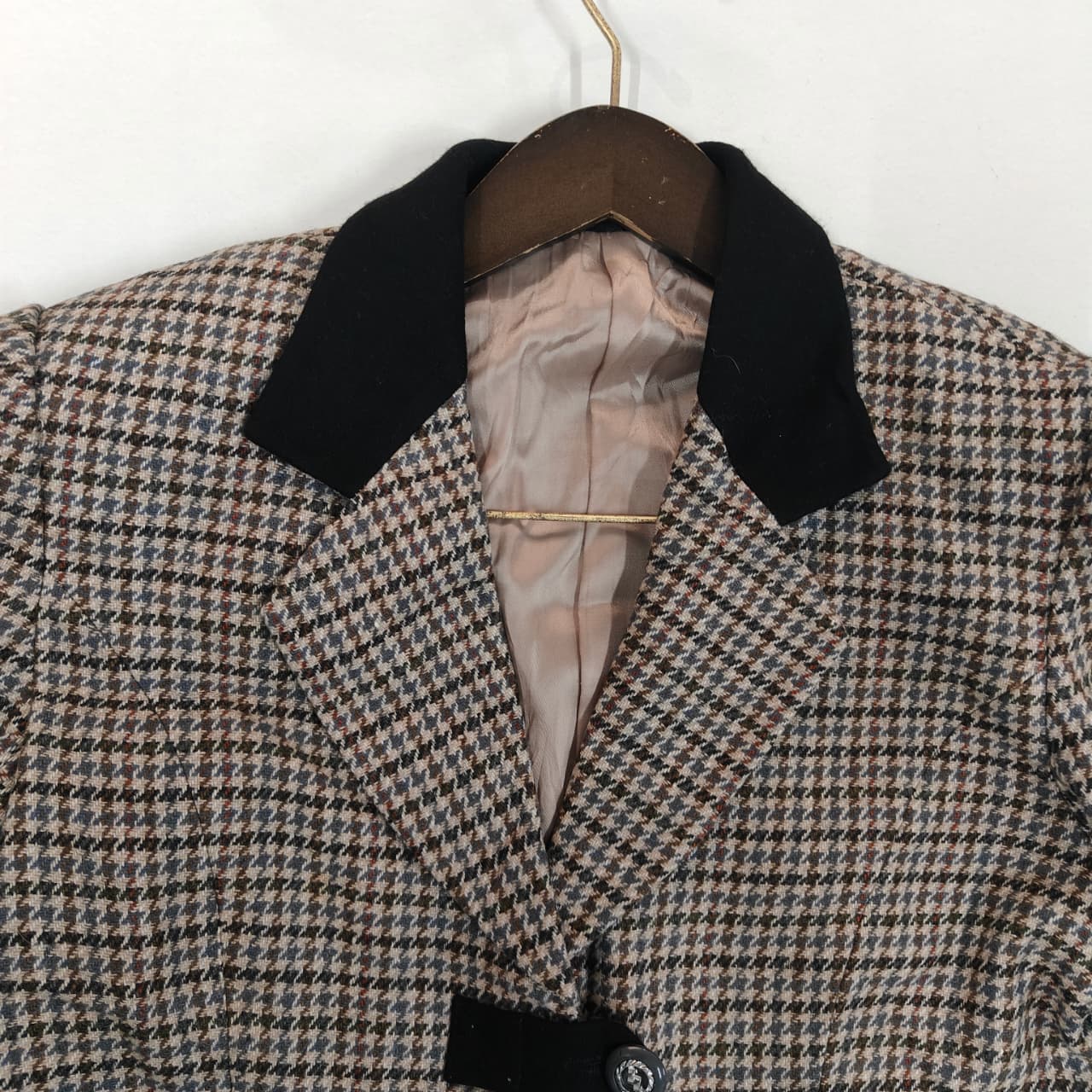 Women’s Blazer - Brown & Grey Checkered (S)