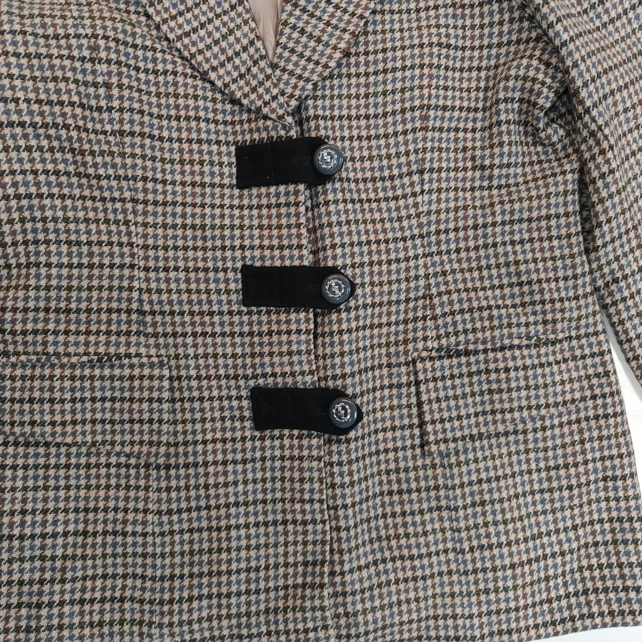 Women’s Blazer - Brown & Grey Checkered (S)