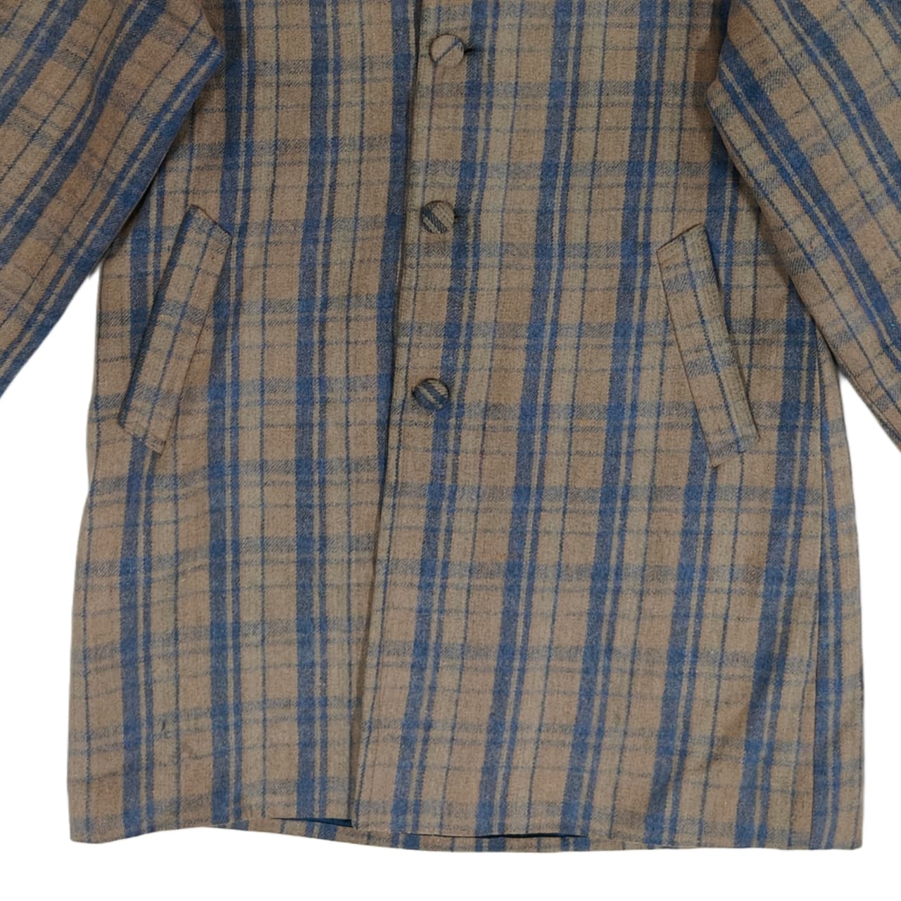 Men's Sweatshirt - Beige & Blue Checkered (XL)