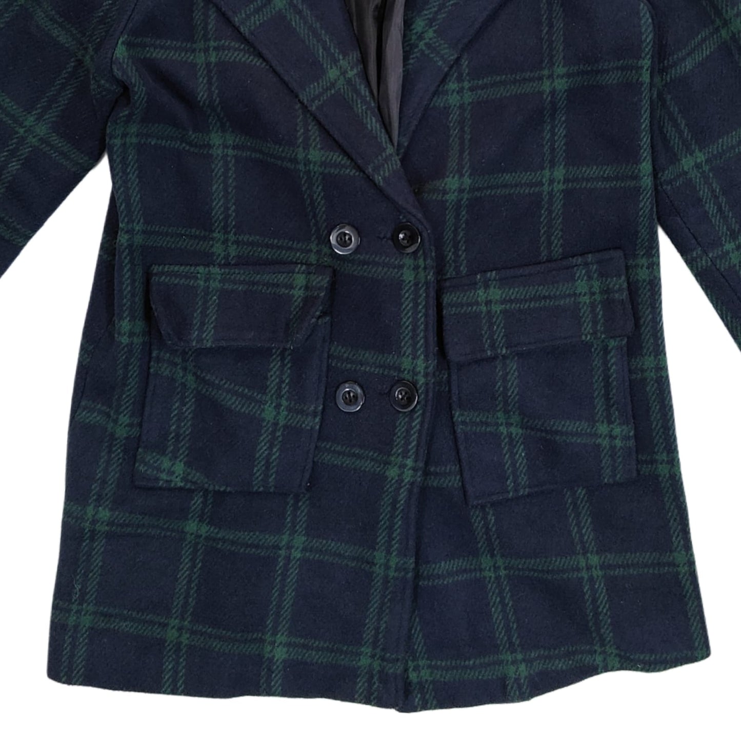 Women's Blazer - Navy Blue & Green Checkered (S)