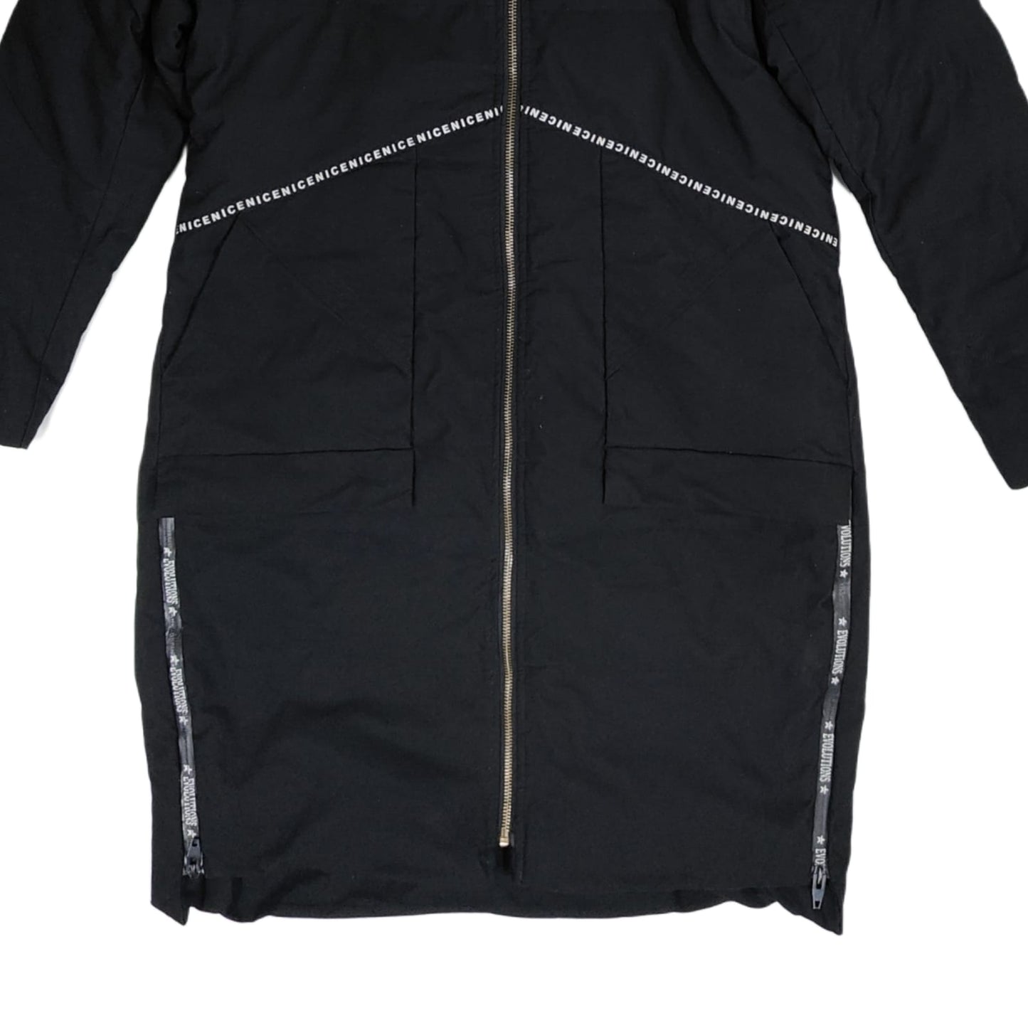 Women's Hooded Long Jacket - Black (L)
