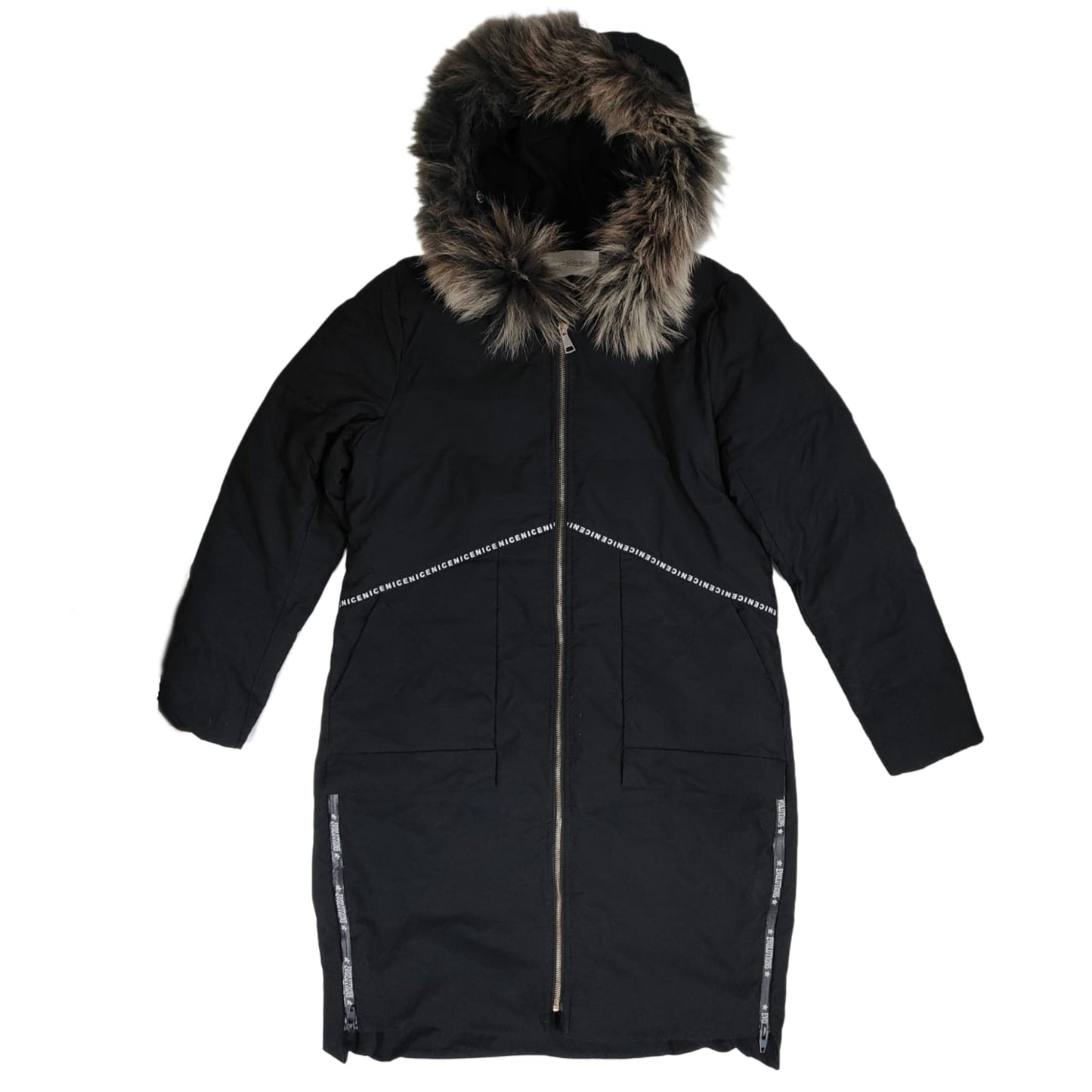 Women's Hooded Long Jacket - Black (L)