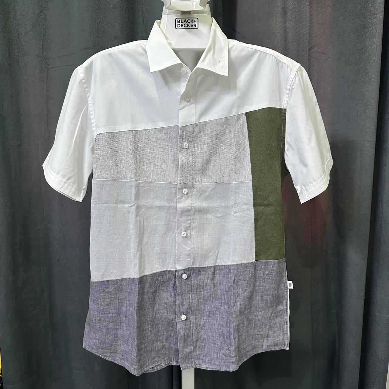 Men’s Shirt - White & Grey (L)