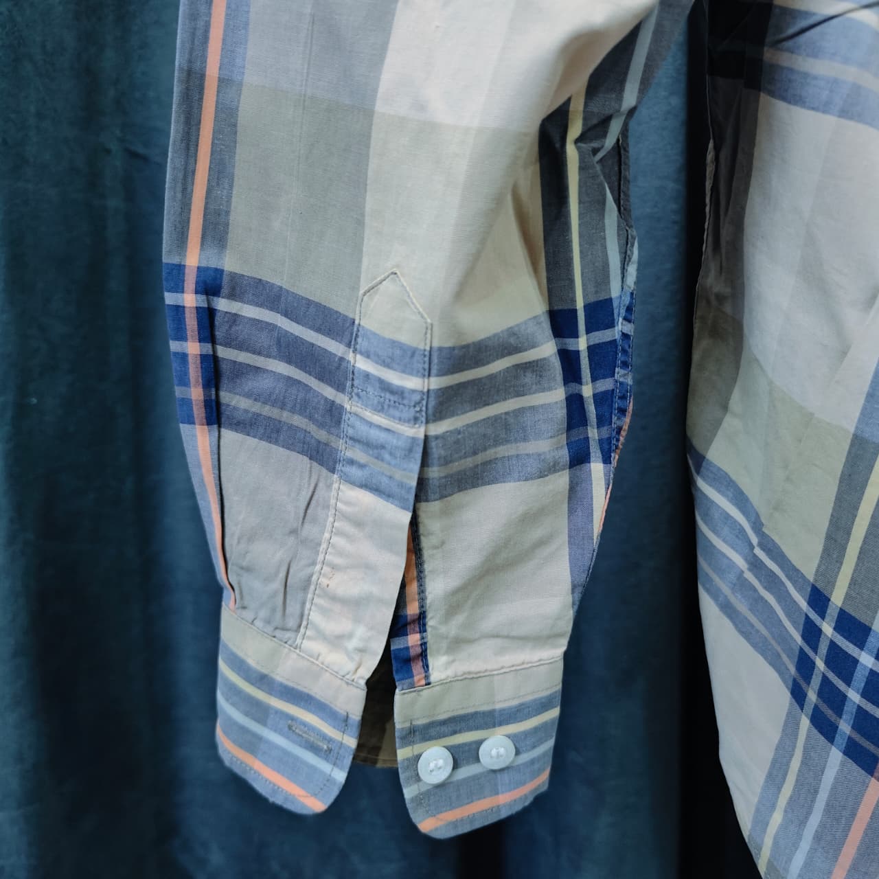 Men’s Korean Shirt - Blue & Yellow Checkered(XXL)