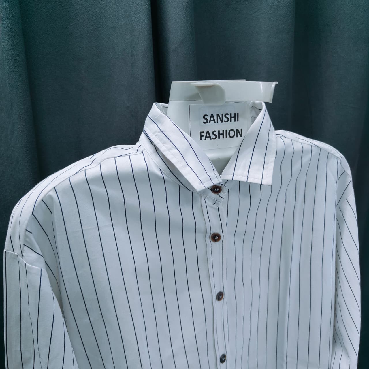 Men's Shirt- Navy white stripe(XL)