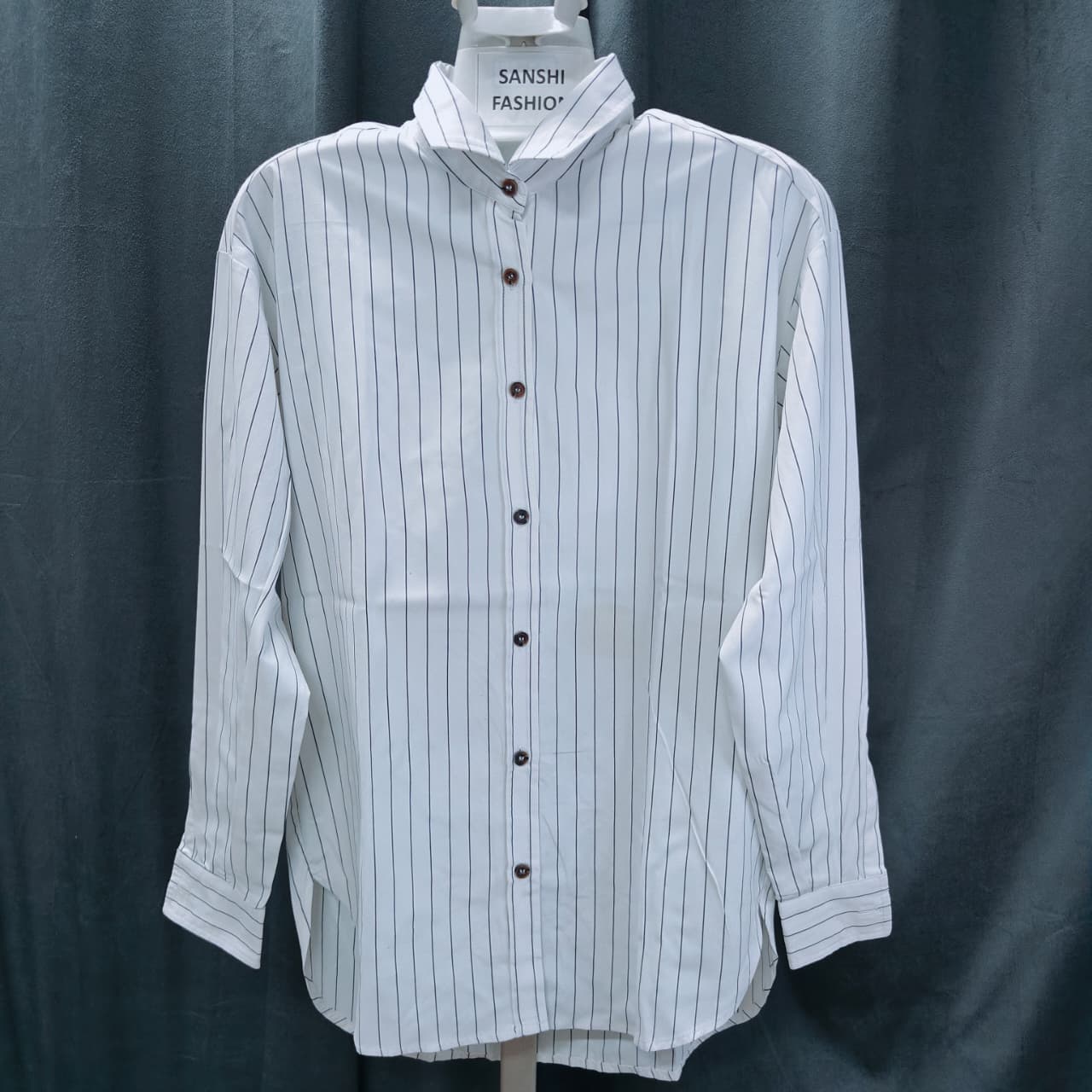 Men's Shirt- Navy white stripe(XL)