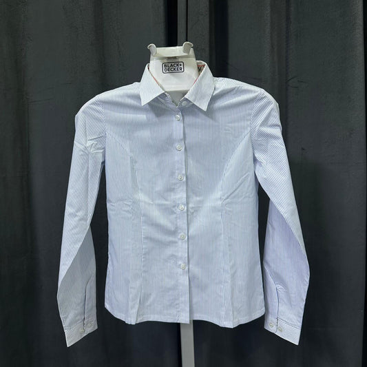 Women’s Korean Shirt - Blue Striped (2XS)