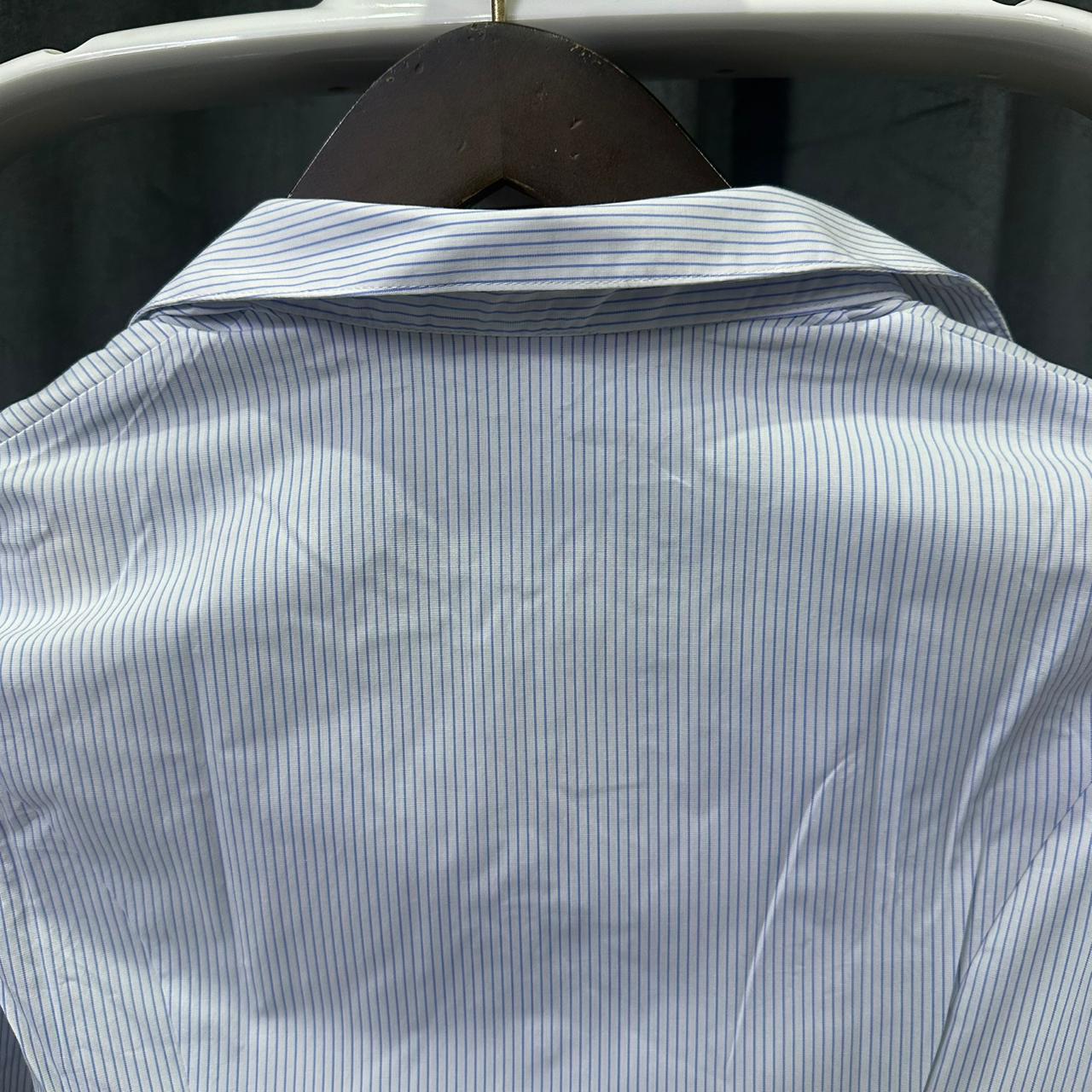 Women’s Korean Shirt - Blue Striped (2XS)