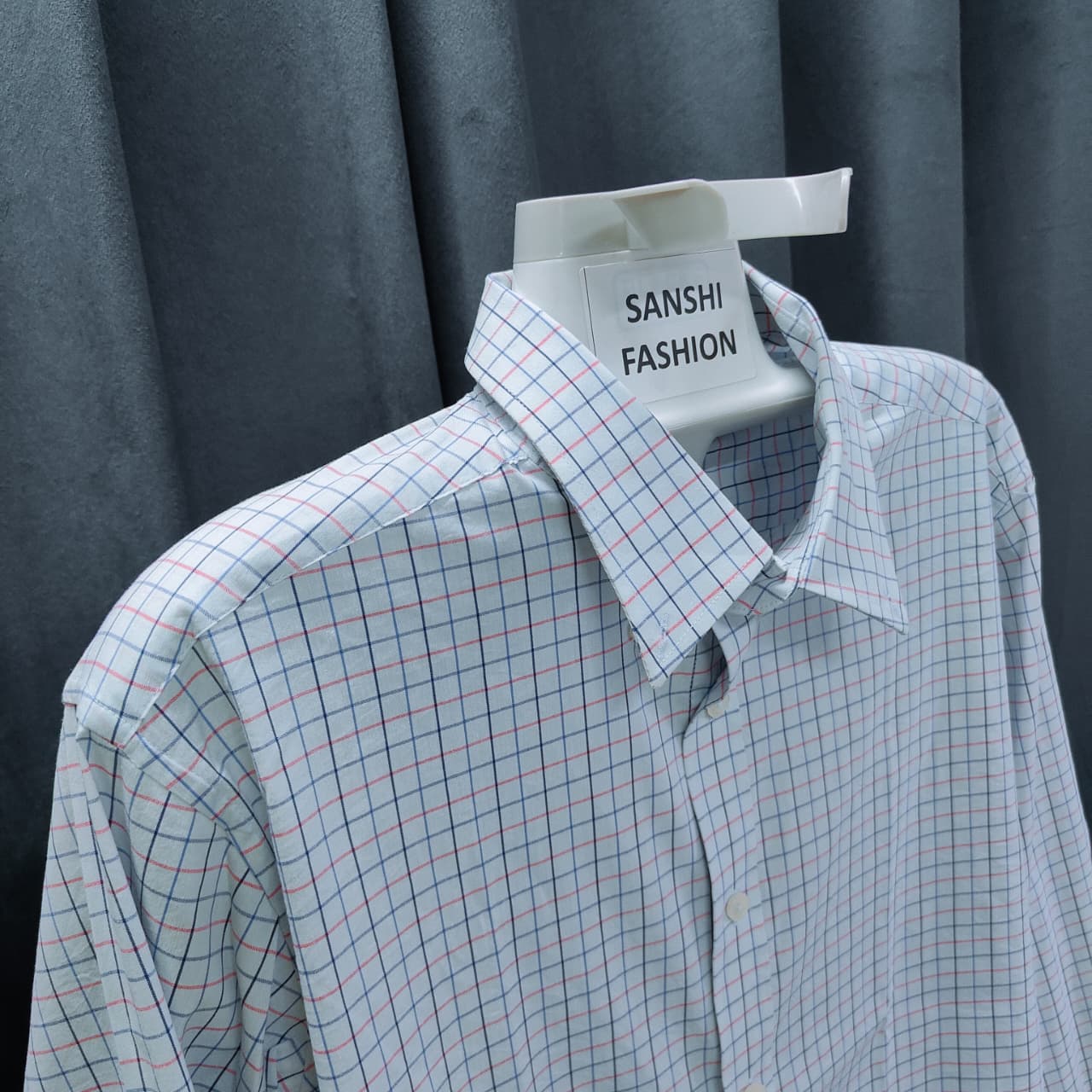 Scorpio Men's Linen Shirt-  Checkered Sky Blue(XXL)