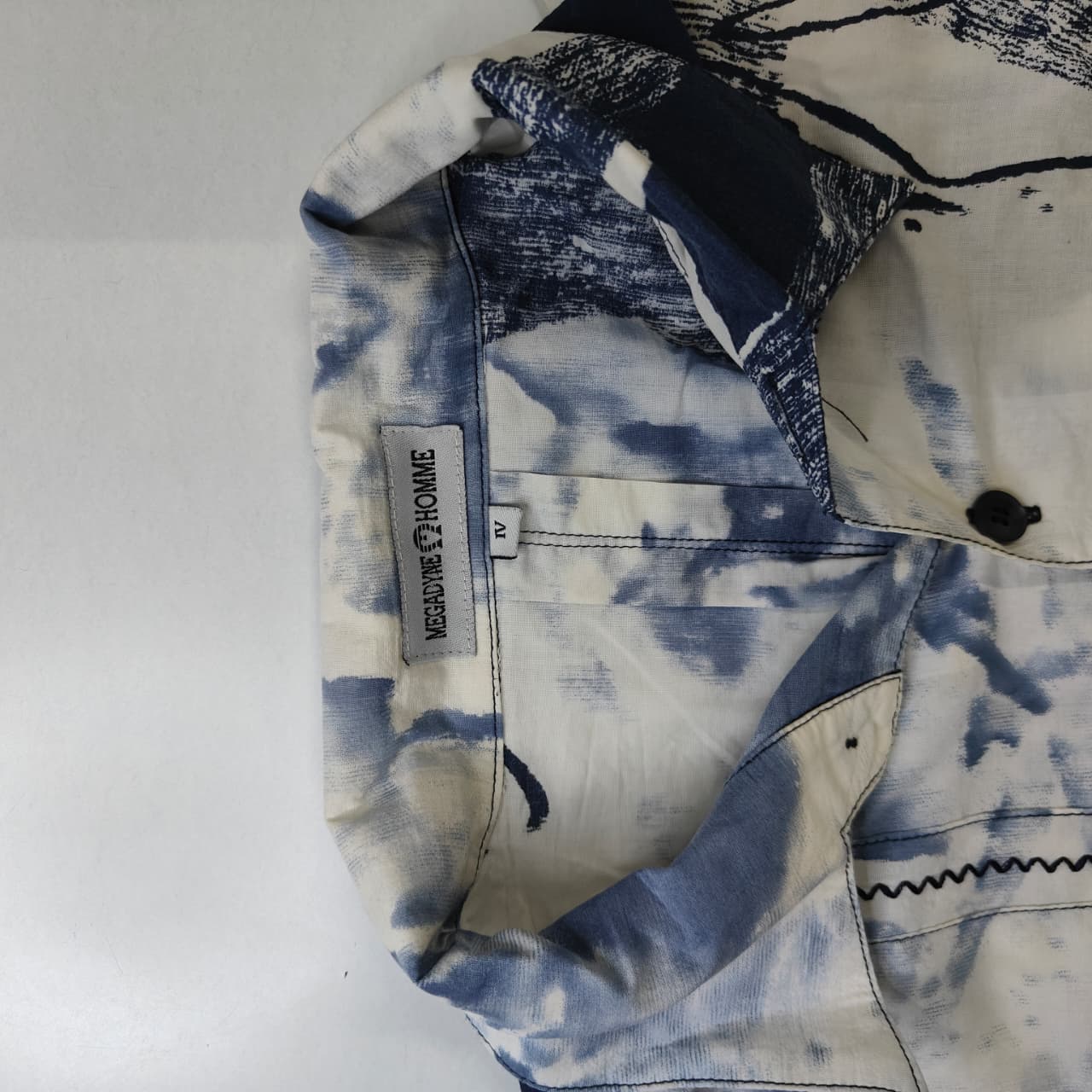 Megadyne Homme Men's Shirt- Navy Blue & White (XXL)