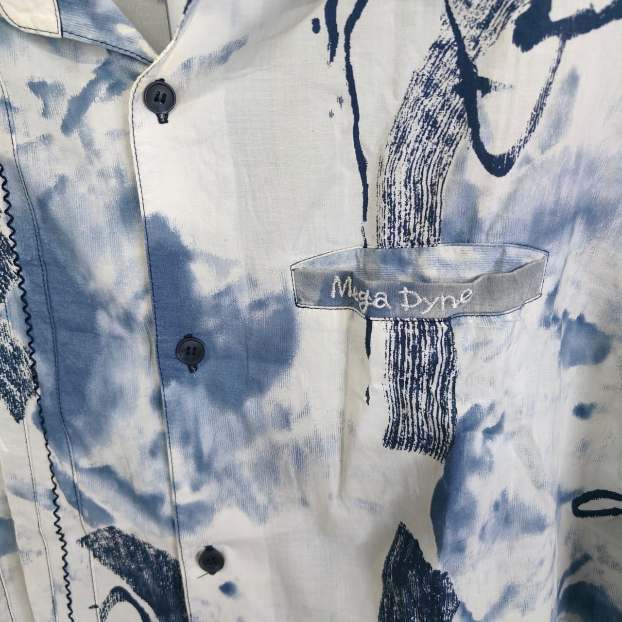 Megadyne Homme Men's Shirt- Navy Blue & White (XXL)