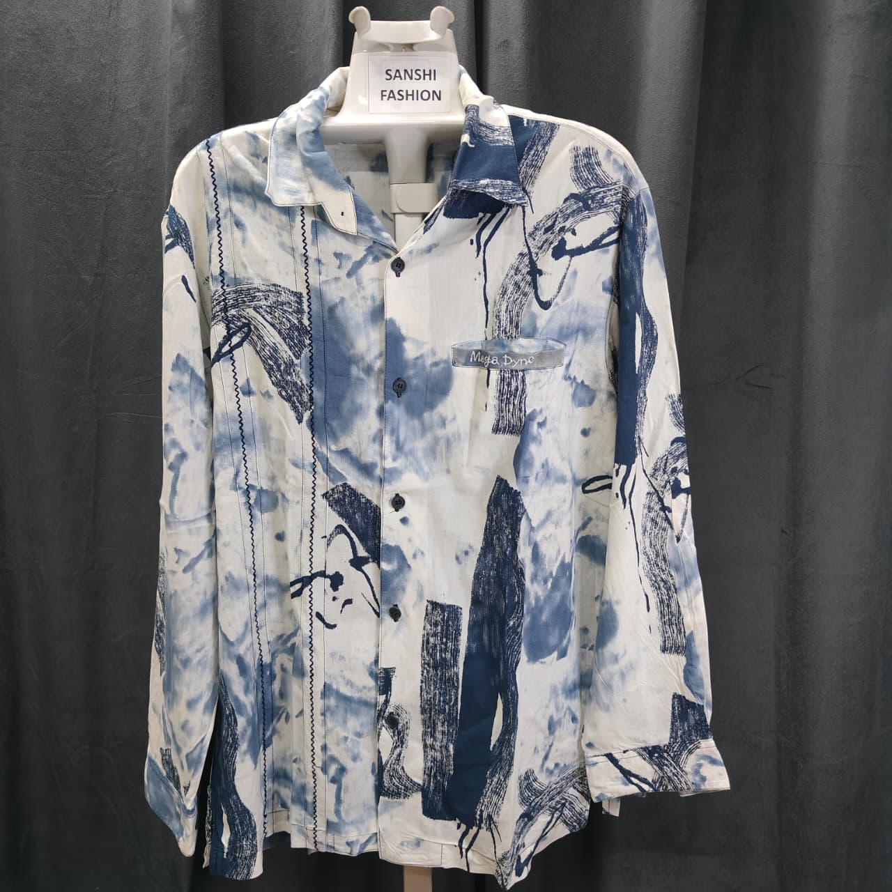 Megadyne Homme Men's Shirt- Navy Blue & White (XXL)