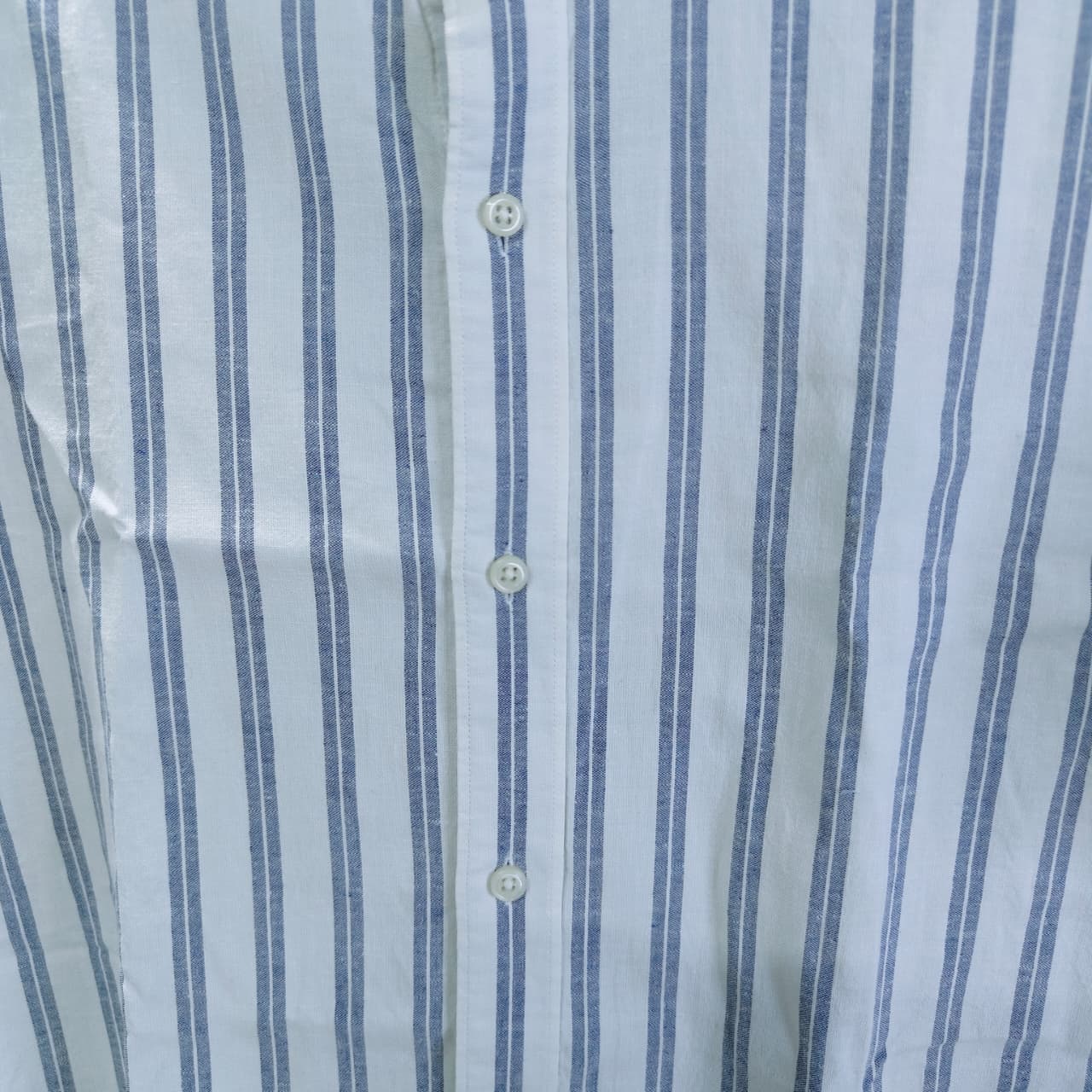 Countess Mara Men's Shirt- White & Blue Striped (M)