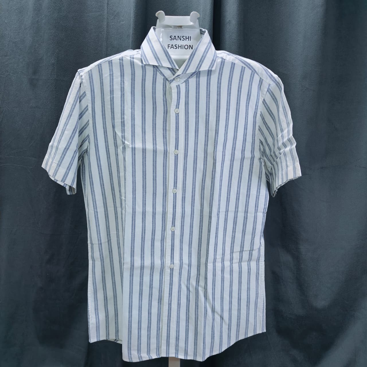 Countess Mara Men's Shirt- White & Blue Striped (M)
