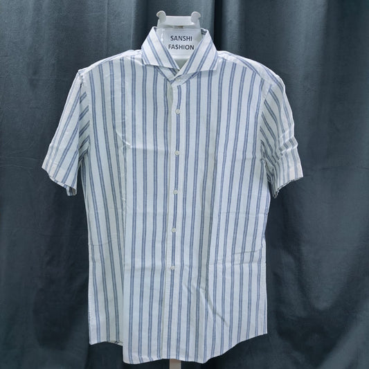 Countess Mara Men's Shirt- White & Blue Striped (M)